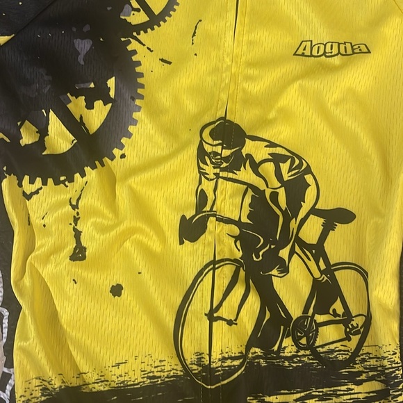 NWT AOGDA Vintage Cyclist Jersey Yellow/Black Sz Small - Picture 3 of 8